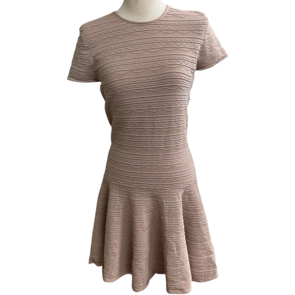 Torn by Ronny Kobo Fit & Flare Knit‎ Bodycon Dress Women's Size L Pink Nude EUC